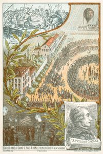 Jacques Charles lanserer den første hydrogenballongen fra Champ de Mars, Paris, 27. august av French School
