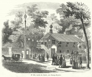 Garden of the Chalet, Champs Elysees, Paris (gravering) av French School