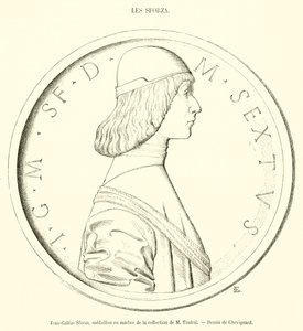 Jean-Galeas Sforza, marmormedalje fra samlingen til M Timbal (gravering) av French School