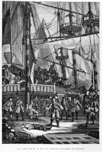 Jean Bart dreper den nederlandske kapteinen på Neptun med hånden - i «The History of France»» av Guizot av French School