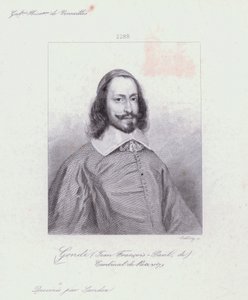 Jean Francois Paul de Gondi, kardinal de Retz, fransk prest og agitator i borgerkrigen i Fronde (gravering) av French School
