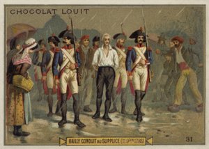 Jean Sylvain Bailly på vei til giljotinen, den franske revolusjonen, 11. november 1793 av French School