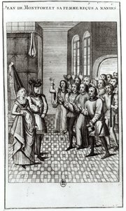 Jean de Bretagne (1293-1345) greve av Montfort, og hans kone blir ønsket velkommen i Nantes av French School