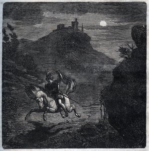 Jean de Laval Comte de Chateaubriant (Laval-Chateaubriant) (1486-1543) fled to England after having murdered his wife Francoise de Foix, Countess of Chateaubriant (ca. 1495-1537). Engraving from 1871 in “Histoire Des Cocus Celebres”” by Henry de Kock (1819 av French School