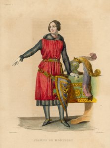 Jeanne de Montfort (farget gravering) av French School