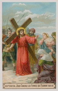 Jesus trøster kvinnene som gråter for ham. Korsets åttende stasjon av French School