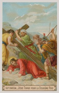 Jesus faller for andre gang. Den syvende korsstasjonen av French School