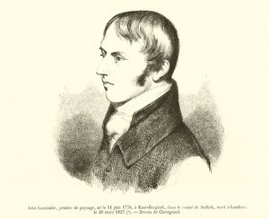 John Constable, landskapsmaler, født 11. juni 1776, i East-Bergholt, i grevskapet Suffolk, død i London, 30. mars 1837 (gravering) av French School