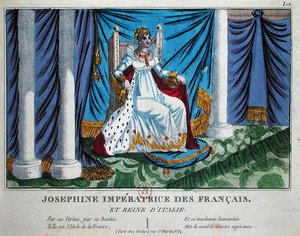 Josephine (1763-1814) keiserinne av franskmennene og dronningen av Italia (farge litho) av French School