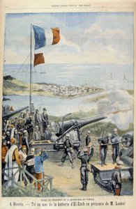 Republikkens presidents reise til Tunisia: til Bizerte, skyting til sjøs fra batteriet til El-Ench i nærvær av Mr. Loubet - i "" Le Peute Parisien""" av 03.05.1903 av French School