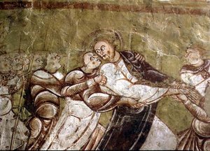 Judas Kissing Christ (fresco) (detalj av 95750) av French School