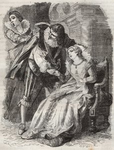 Jumping like a furious, grabbing the duke by his coat... Queen of France Anne of Austria (1601-1666) and the Duke of Buckingham (George Villiers av French School