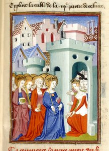 Justice, the Virgin and Saints, MS Harley 4431, f.361r, Frankrike, ca. 1410-14 (farge på pergament) av French School
