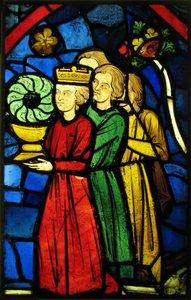 Kong Ludvig IX som bærer tornekronen, ca. 1245-48 (pottemetallglass og glassaktig maling) av French School