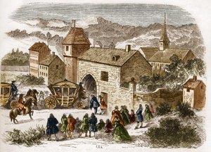 Kong Ludvig XIV (1638-1715) på besøk til Melle de Fontanges (1661-1681) ved Port Royal rundt 1680. Gravering i "Prostitusjonens historie og utskeielser blant alle verdens folkeslag fra antikken til i dag" av Dr. Th. . -F. Debray. 1879. av French School