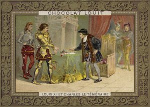 Kong Ludvig XI av Frankrike og Karl den dristige, hertugen av Burgund av French School