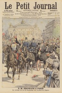 Kong Sisowath av Kambodsja besøker Paris (fargelitografi) av French School