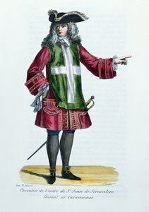 Ridder av Johannesordenen av Jerusalem, illustrasjon fra History and Costumes of Monastic Orders by Father Helyot, 1842 av French School