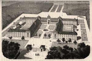 The Imperial Asylum of Vesinet (nåværende Hospital of Vesinet) i Yvelines - gravering i "" PATILE"" - PECTURERISK BESKRIVELSE AV FRANKRIKE I 6 BIND AV LUCIEN HUARD - slutten av 1800-tallet av French School