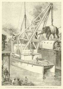 Embarkation Of The Elephants (gravering) av French School