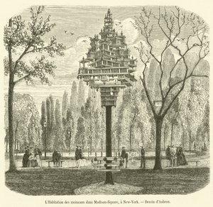 The House of Sparrows på Madison Square, New York (gravering) av French School