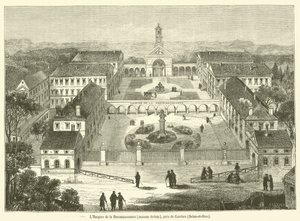 Hospice de la Reconnaissance, Brezin-huset, nær Garches, Seine-et-Oise (gravering) av French School