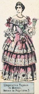 Keiserinne Eugenie de Montijo, kone til Napoleon 3 (farget gravering) av French School