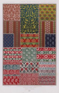 The Ornament of Stoffer: XIV-XVIIth Century, fra XIVth til XVIIth Century, XIV-XVIItes Jahrhundert (farge litho) av French School