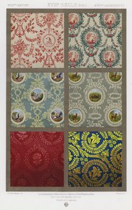 The Ornament of Fabrics: XVIIIth Century, XVIIIe Siecle (End), XVIIItes Jahrhundert (color litho) av French School
