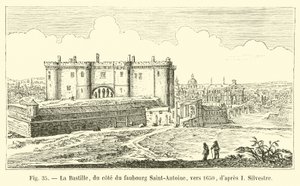 Bastillen, på siden av Faubourg Saint-Antoine, rundt 1650, etter I Silvestre av French School