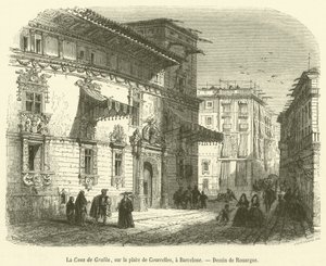 Casa de Gralla, på Place de Courcelles, i Barcelona (gravering) av French School
