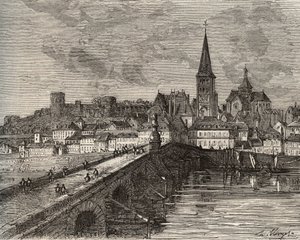 La Charite sur Loire - La Charite-sur-Loire - Nievre, i regionen Burgund - gravering i "Frankrike illustree: geografi, historie, statistisk administrasjon" av V.-A. Malt-brun. 1884 av French School