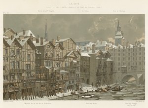 La Cite, mellom Pont Notre-Dame og Pont au Change, 1650 av French School