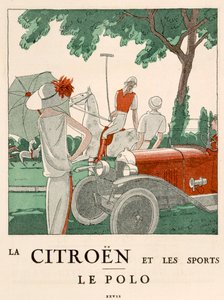 Citroën og Sports: Poloen, ca. 1914 (fargelitografi) av French School