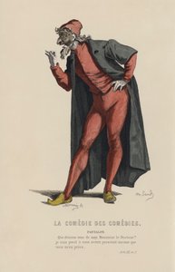La Comedie Des Comedies, Pantalon (farget gravering) av French School