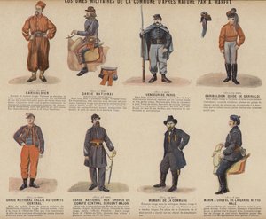 The Paris Commune, Military Costumes Of The Commune av A Raffet (farge litho) av French School