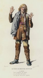 La Farce De Maistre Pathelin (farget gravering) av French School