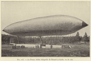Frankrike, dirigerbar ballong av Renard og Krebs, sett fra siden (gravering) av French School