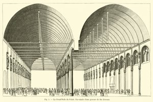 The Great Hall of the Palace, faksimile av en gravering av Du Cerceau av French School