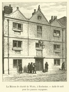 Watts Charity House, Rochester, nattasyl for fattige reisende (gravering) av French School