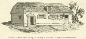 Huset der Swedenborg bodde, i forstaden til Stockholm (gravering) av French School