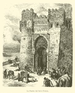 Puerta del Sol i Toledo (gravering) av French School
