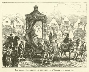Dronning Elisabeth går til St. Pauls kirke (gravering) av French School