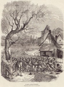 La Soule, en Basse - Normandie, pub February 28, 1852.    1199689   no       norwegian Successfully Translated  Original: Hepatica nobilis: a plant with blue petals and a person digging or talking cuttings, from "Paintings of Flora of the Roman States" by  av French School