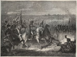 La battle de Lonato - NAPOLEON VED LONATO - Også kalt det andre slaget ved CASTIGLIONE: i sitt italienske felttog beseirer Napoleon østerrikerne under Wurmser, og tvinger dem til å trekke seg tilbake til Mantova. 3. august 1796 - New National Encyclopedia  av French School