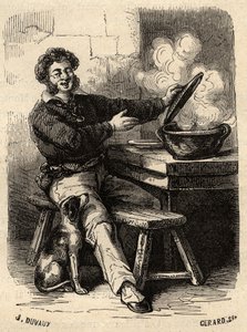 Bouillabaisse av Marseillais-matrosen på 1800-tallet - - gravering i "" PATRIE" - PACUREQUIRESSE BESKRIVELSE AV FRANKRIKE I 6 BIND AV LUCIEN HUARD - slutten av 1800-tallet av French School