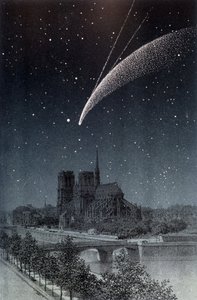 La comet de Donati, sett i Paris 04/10/1858 - i "" Le Ciel"" av Amédée Guillemin, Hachette, Paris av French School