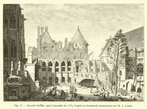 Cour du Mai, etter brannen i 1776, ifølge et dokument formidlet av M A Lenoir av French School