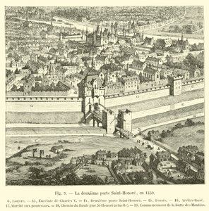 Den andre Porte Saint-Honore, i 1450 av French School