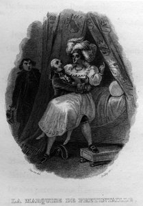 La marquise de pretintaille Chanson de Beranger i "" Oeuvres completes"" (1834) av Pierre Jean de Beranger (1780-1857), fransk poet og låtskriver. av French School